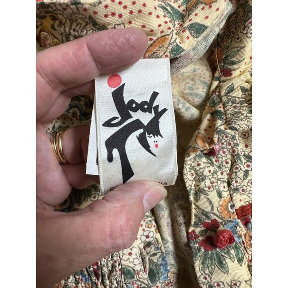 1970s boho dress with tiered skirt and shirred bodice by Jody T of California Si - Picture 8 of 9